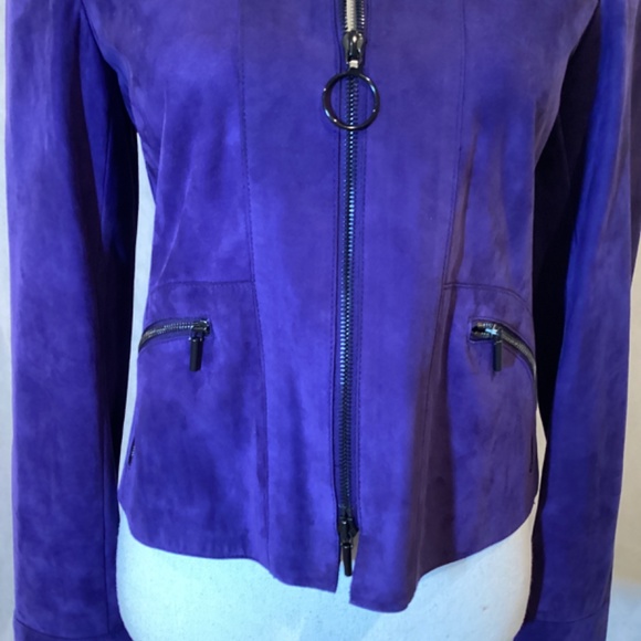 AKRIS SUEDE LEATHER JACKET NWT. BUTTER SOFT Stunning color! Electric blue/purple - Picture 2 of 12